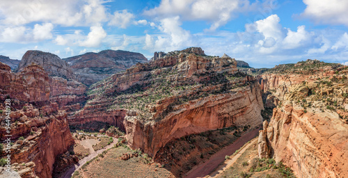 View from the Cassidy Arch Trail with a view of the  Grand Wash, at the Capitol Reef National Park  photo