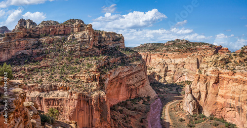 View from the Cassidy Arch Trail with a view of the Grand Wash, at the Capitol Reef National Park 