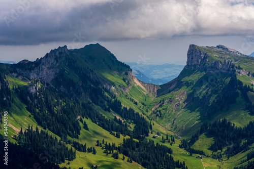 Panoramic view of the Alps in Switzerland.