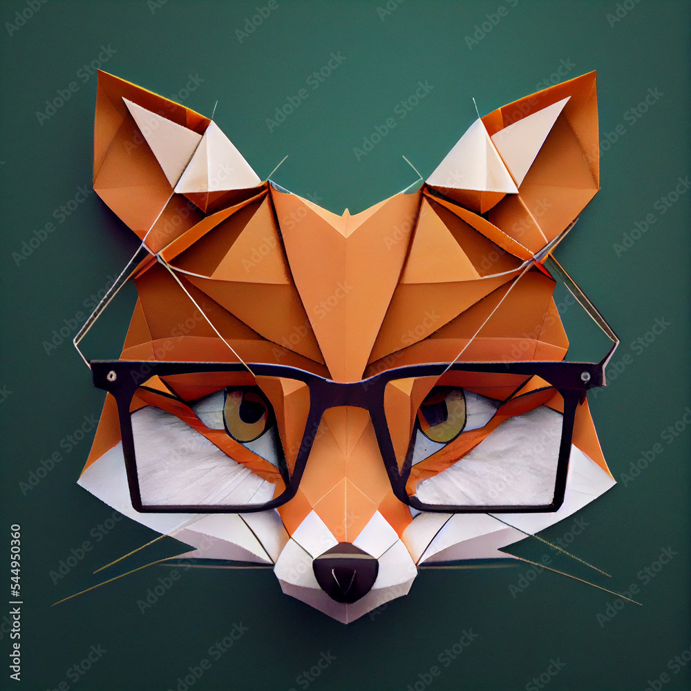 Fototapeta premium Origami fox in glasses