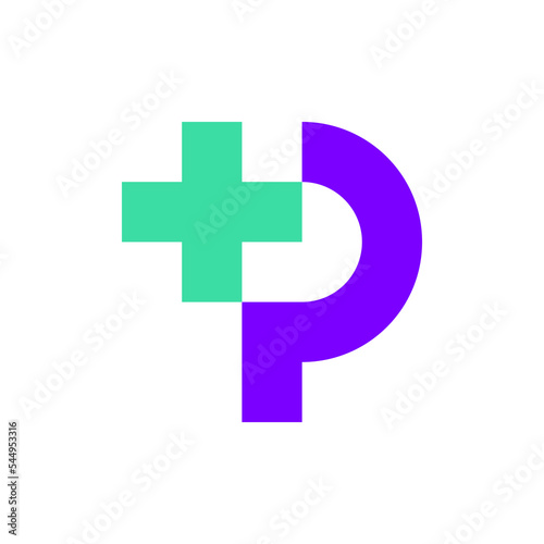 Letter P plus cross medical logo design