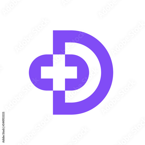 Letter D plus cross medical logo design