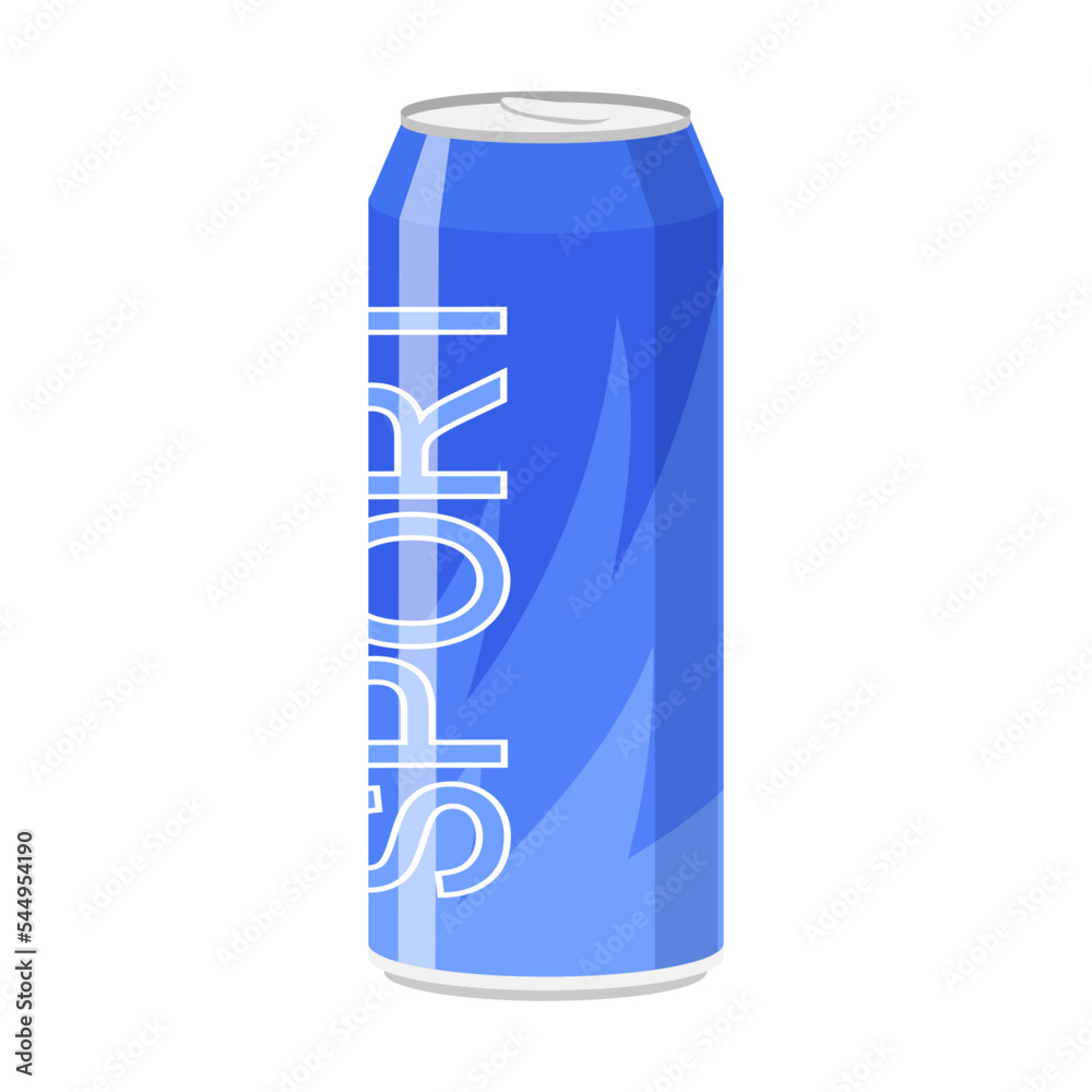 Sport drink in can vector illustration. Energy and fizzy drink, soda, water, juice, lemonade isolated on white. Beverage food Sport drink in can vector illustration. Energy and fizzy drink, soda, water, juice, lemonade isolated on white. Beverage food