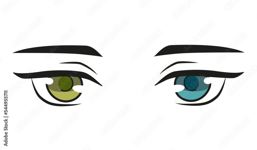 Anime Eyes Isolated White Background Illustration Design Style