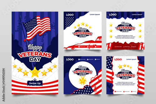 Happy Veterans Day Social Media Template Collection