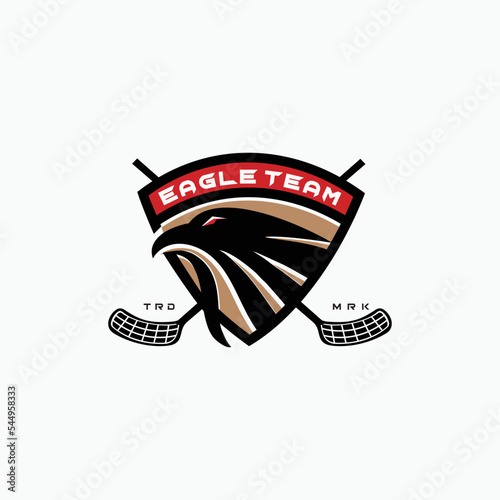 Eagle Floorball logo for sport team identity and the cup badge vector illustration photo