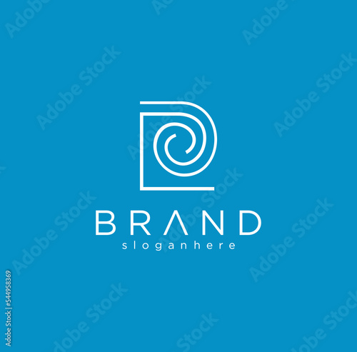 Simple Letter R Roll Paper Logo design line monoline style