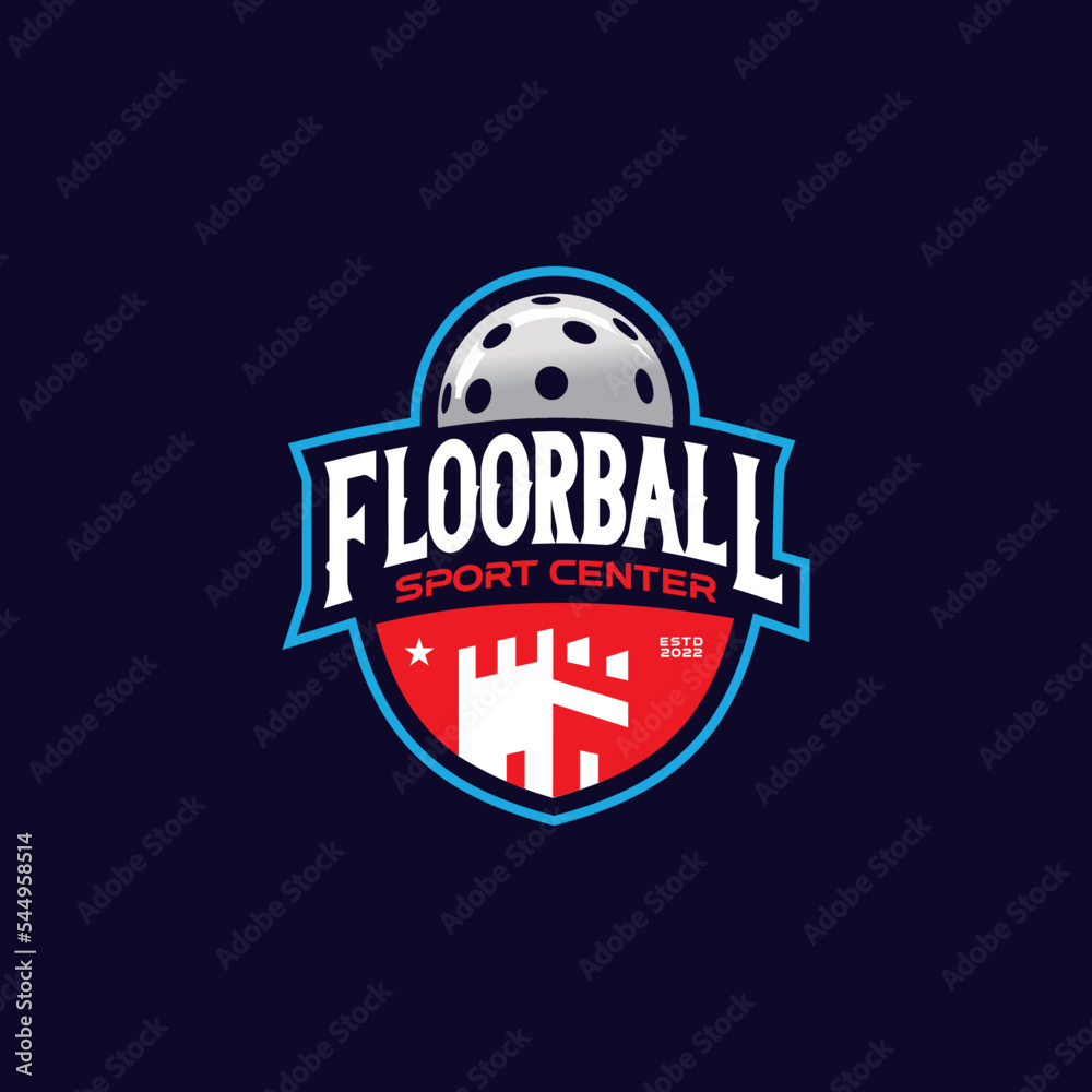 Floorball logo for sport team identity and the cup badge vector illustration Floorball logo for sport team identity and the cup badge vector illustration