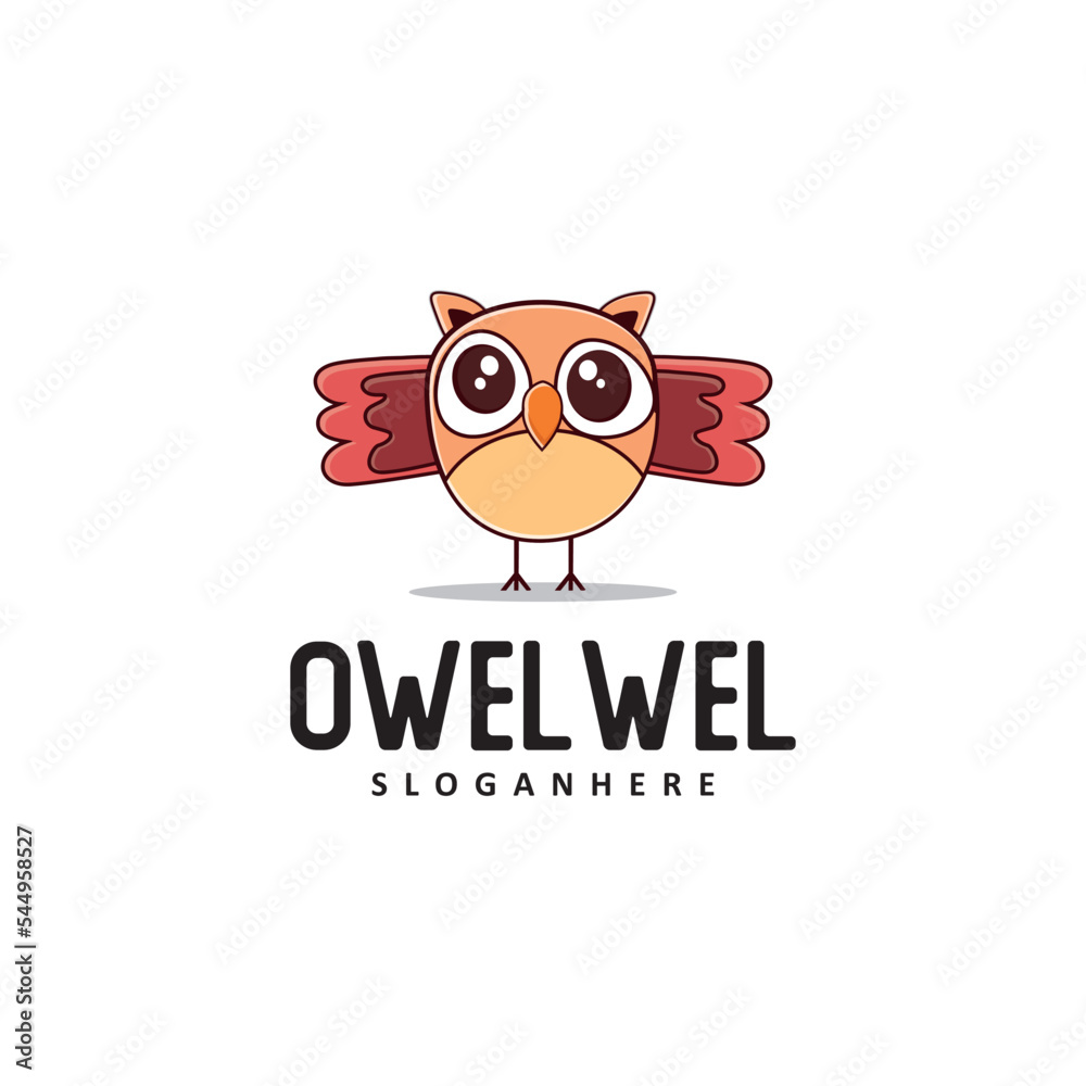 Owl logo design template with cute details Owl logo design template with cute details