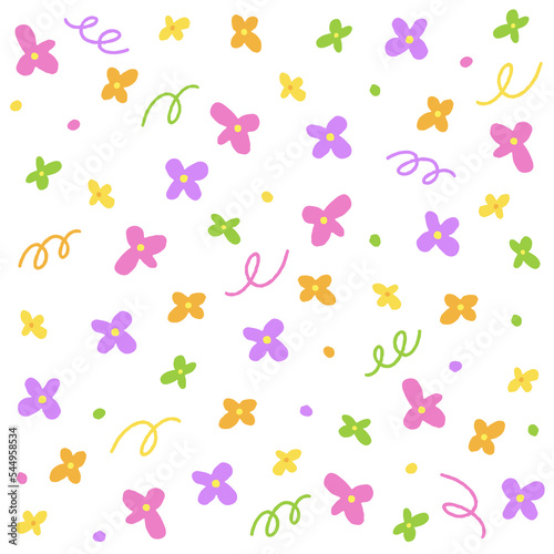 Cute Flower Purple Orange Pink Blue Green Confetti Sprinkle Sparkle Ditsy Floral Shine Small Polkadot dot Mini Spring Line Abstract Colorful Pastel Seamless Pattern Background