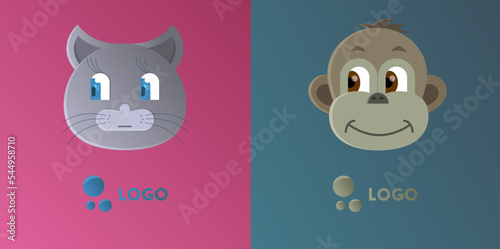 animal logos, cat and monkey