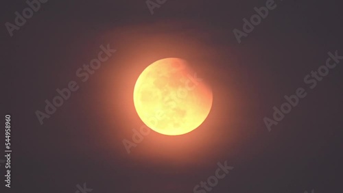 With tele lense complete sequence or Lunar eclipse is recorded where moon does transitioning from partial to red to full moon