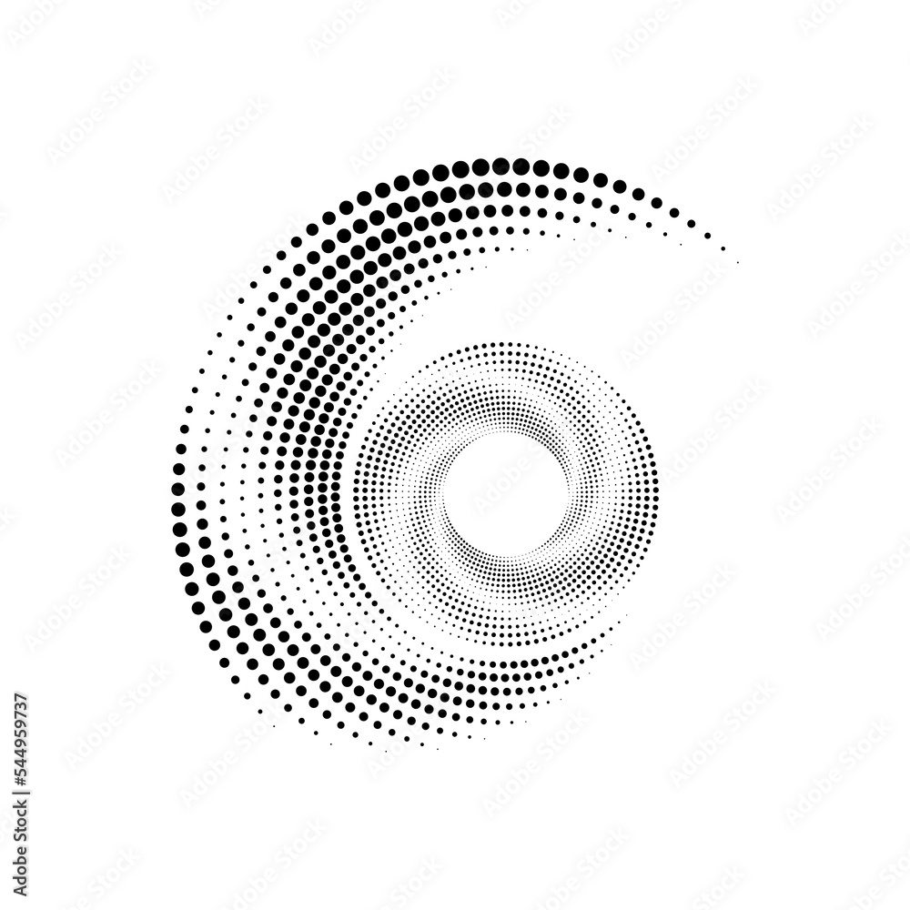 Halftone dots in circle form. Geometric art. Vector dotted frame. Trendy design element for technology logo, tattoo, sign, symbol, web, prints, posters, template, pattern and abstract background