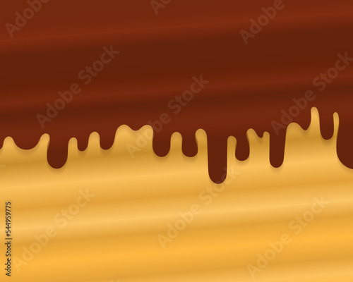 Chocolate dripping gradient background. Melted chocolate