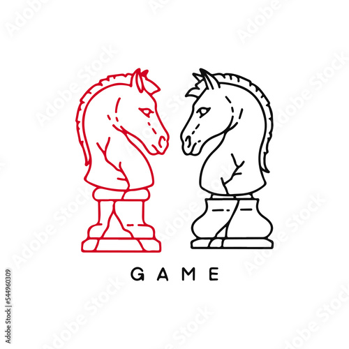 vector illustration of two horse chess pieces