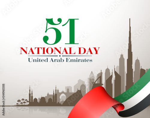 Fototapeta 51 UAE National day flat paper style banner with UAE flag