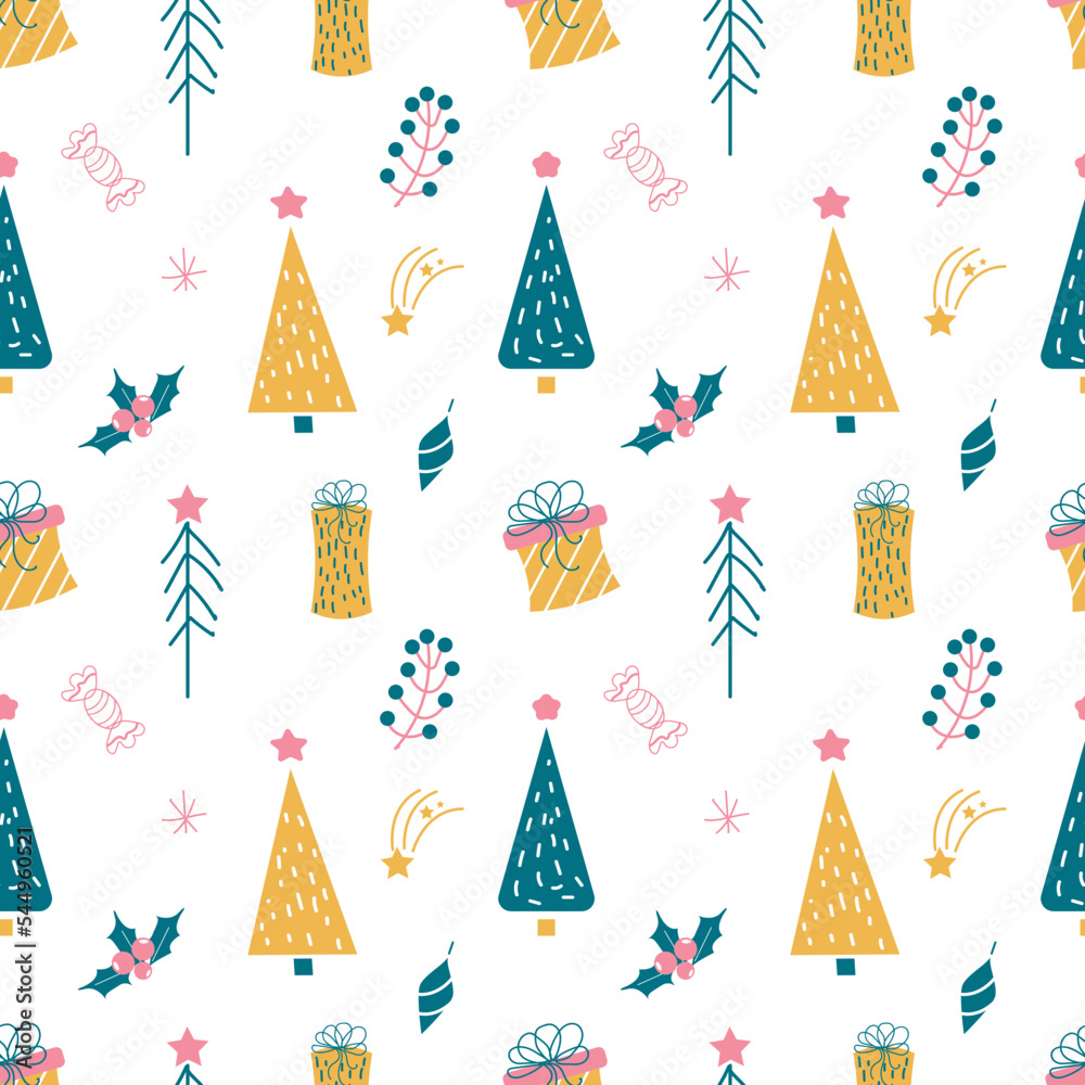 Vector winter seamless pattern. Merry Christmas and happy New Year. Christmas background. Winter wrapping. Vector winter seamless pattern. Merry Christmas and happy New Year. Christmas background. Winter wrapping.