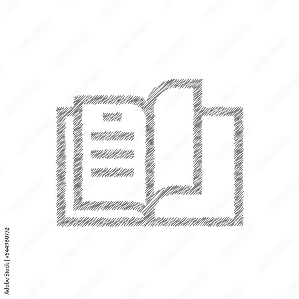 Book in sketch style icon. Library symbol. Flat design Book in sketch style icon. Library symbol. Flat design