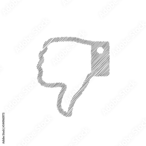 Dislike grey sketch vector icon. Hand drawn gesture symbol