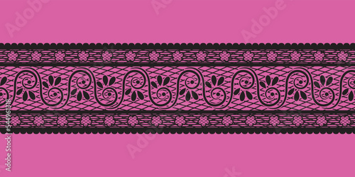 Black lace on a pink background - Sexy valentines fine lingerie