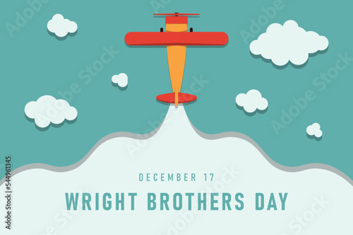 Wright Brothers Day background. Design with paper style. photo