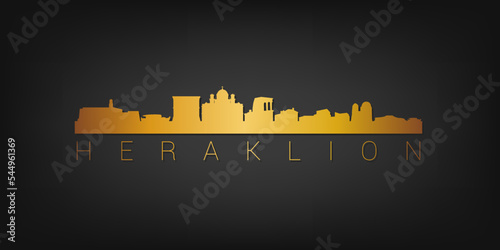 Heraklion  Greece Gold Skyline City Silhouette Vector. Golden Design Luxury Style Icon Symbols. Travel and Tourism Famous Buildings.