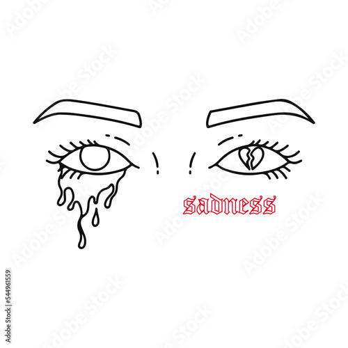 vector illustration of crying woman's eyes