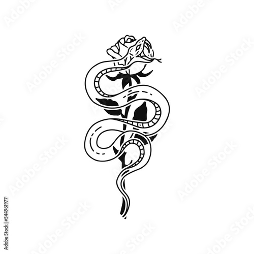 snake and rose illustration vector