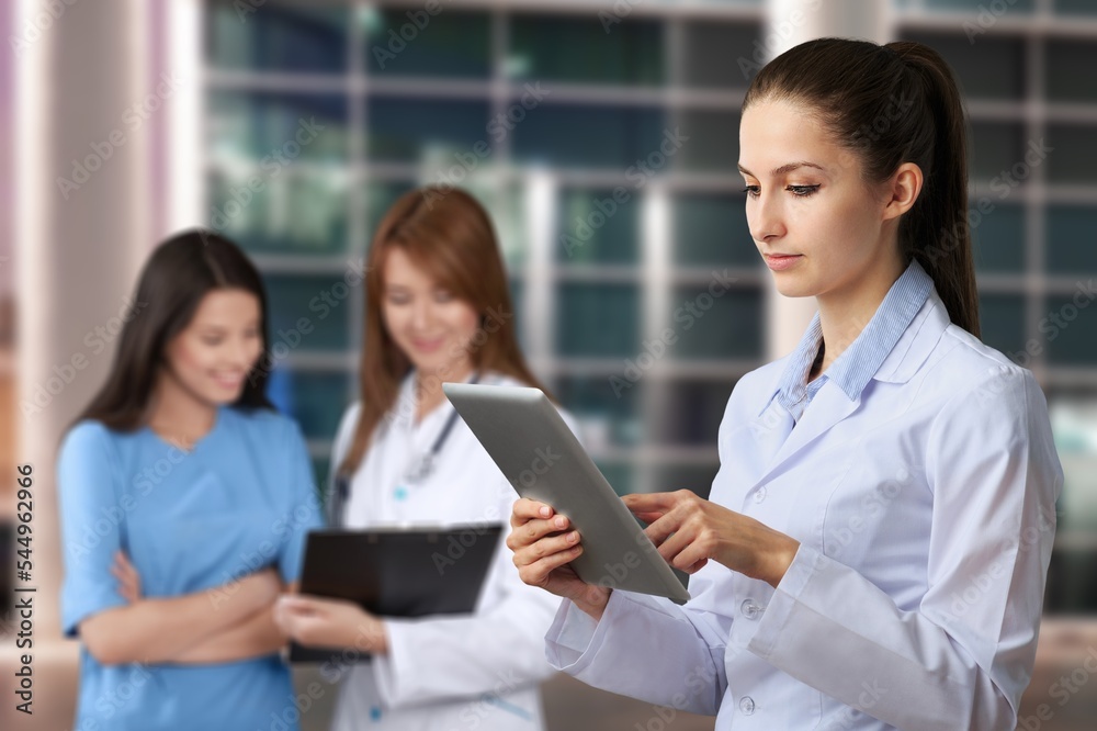 Nurse or doctor posing in medical hospital Nurse or doctor posing in medical hospital