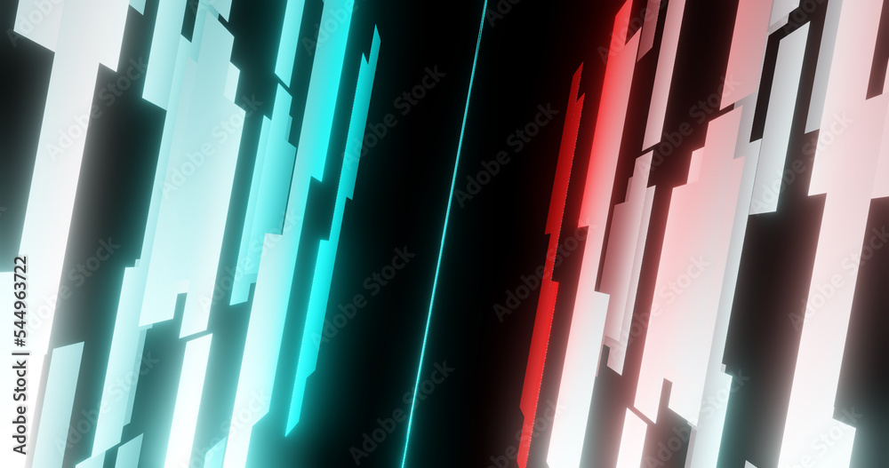 Render with flat rectangles in red and blue light Render with flat rectangles in red and blue light