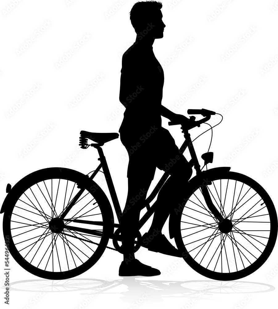 Fototapeta premium Bike Cyclist Riding Bicycle Silhouette
