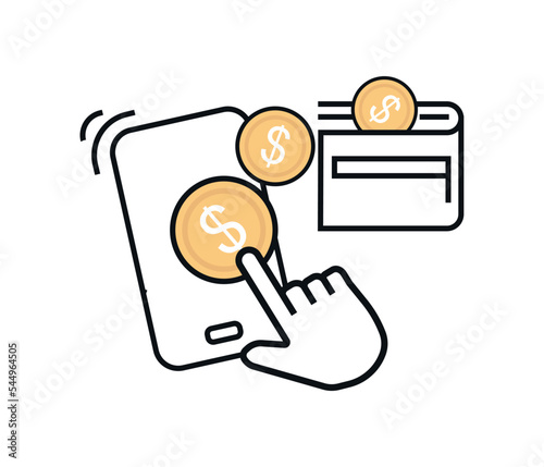 money payment, mobile bank electronic transaction. Transfer money via online mobile app vector illustration. vector.
