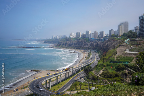 View of the coast of the sea in Lima Peru