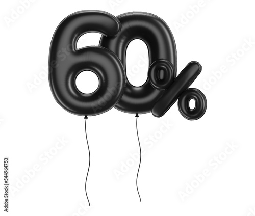 Black balloon 60% off, number ballon, festive descoration photo