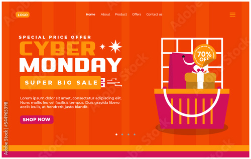 Cyber Monday landing page design template is easy to customize