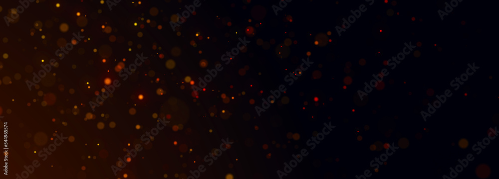 Sparks on a black background. Burning particles. 3D rendering.