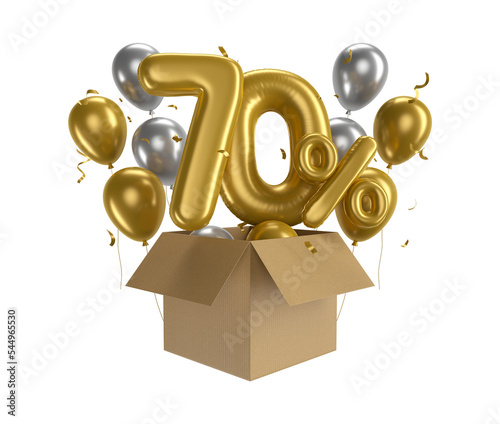 Golden balloon 70% off, number ballon, festive descoration, gift box photo