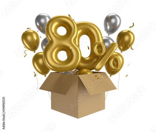 Golden balloon 80% off, number ballon, festive descoration, gift box photo