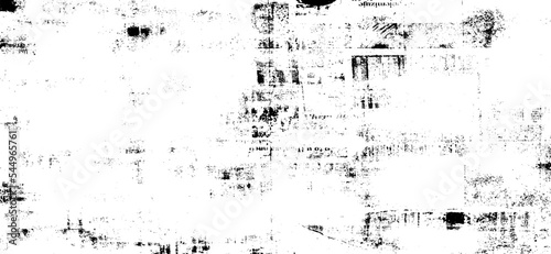 Monochrome texture composed of irregular graphic elements. Distressed uneven grunge background. Abstract vector illustration. Overlay for interesting effect and depth. Isolated on white background.