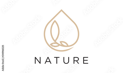 water drops and leaves logo icon illustration vector