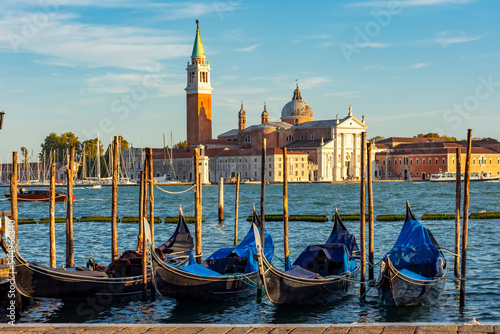 Venice gondolas and San Giorgio Maggiore island, Italy © Mistervlad