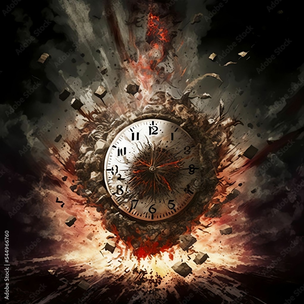 Clock Exploding Shattering Apart | Chaos Time Concept | Created Using ...