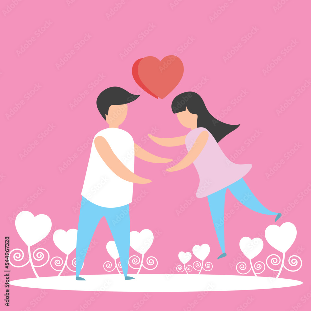Joyful lovely couple jump to hug with love heart for valentine's day or love concept. Decoration for love design for valentine's day festival pink background. Vector illustration paper art love style. Joyful lovely couple jump to hug with love heart for valentine's day or love concept. Decoration for love design for valentine's day festival pink background. Vector illustration paper art love style.
