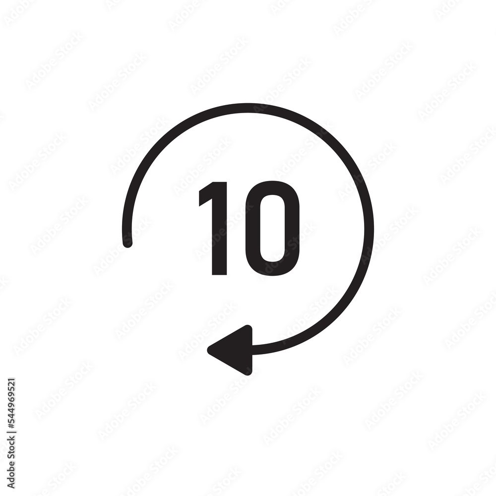 Repeat 10 seconds icon vector. replay icon vector on white background. Repeat 10 seconds icon vector. replay icon vector on white background.
