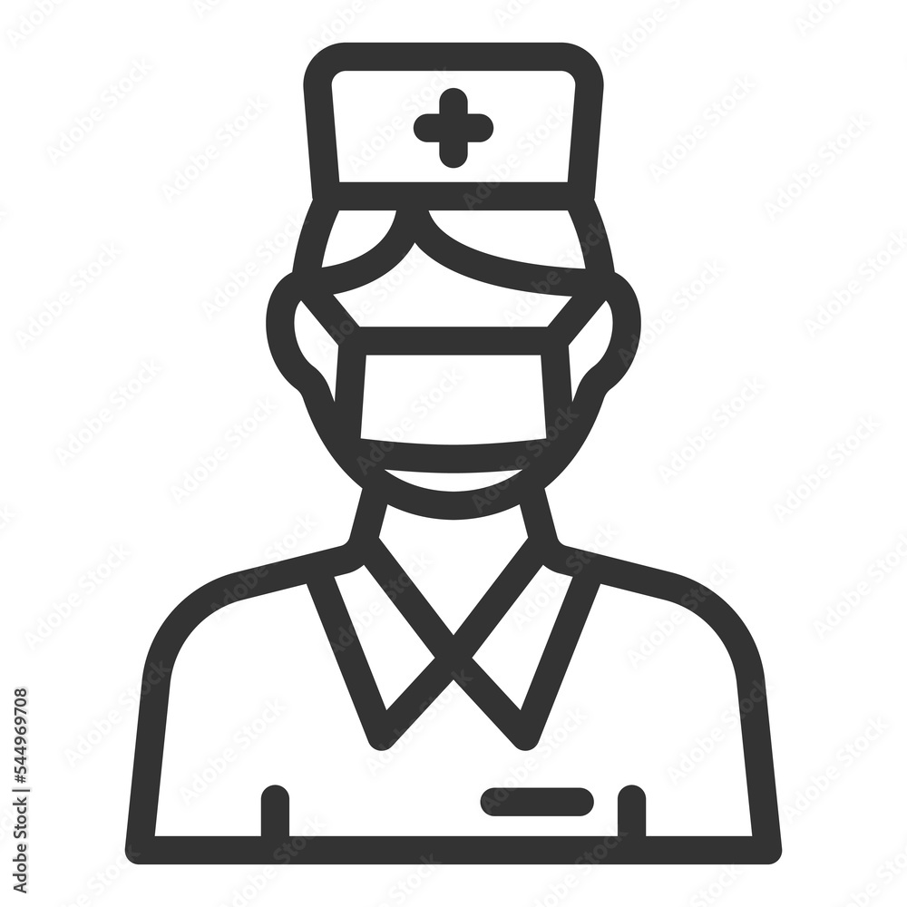 Nurse - icon, illustration on white background, outline style Nurse - icon, illustration on white background, outline style
