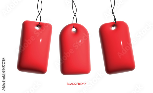 Coupons for Black Friday on a transparent background thick and inflated with highlights, 3D-Illustration