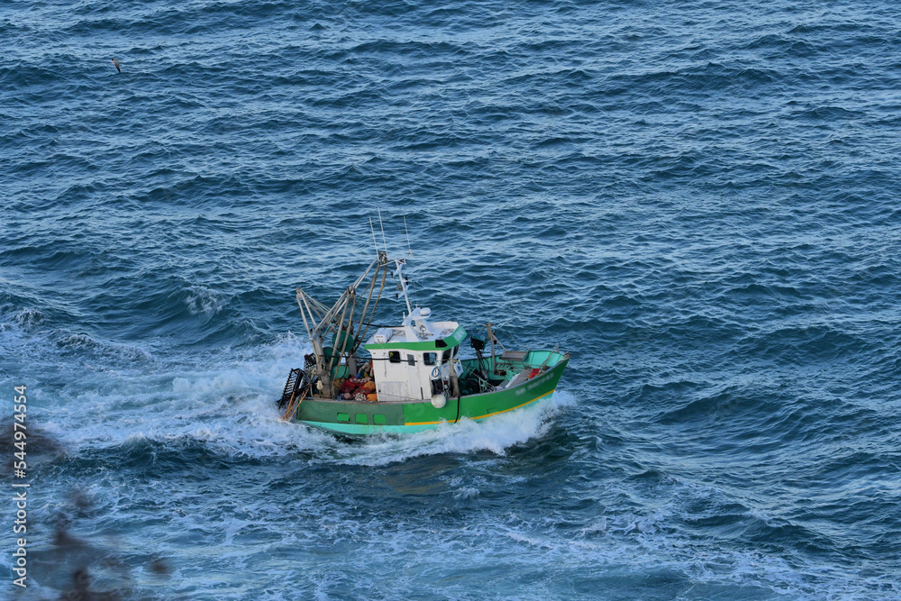 Naklejka premium Pêche à la coquille Saint-Jacques en Bretagne - France