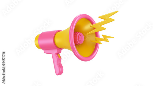 Pink and Yellow Megaphone 3D Render
