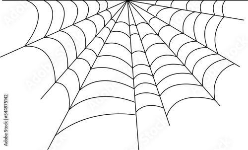 Fotografiet Hand drawn spider web icon. Black halloween cobweb