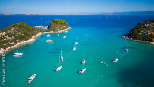 Aerial view of Lakka in Paxos Island Greece